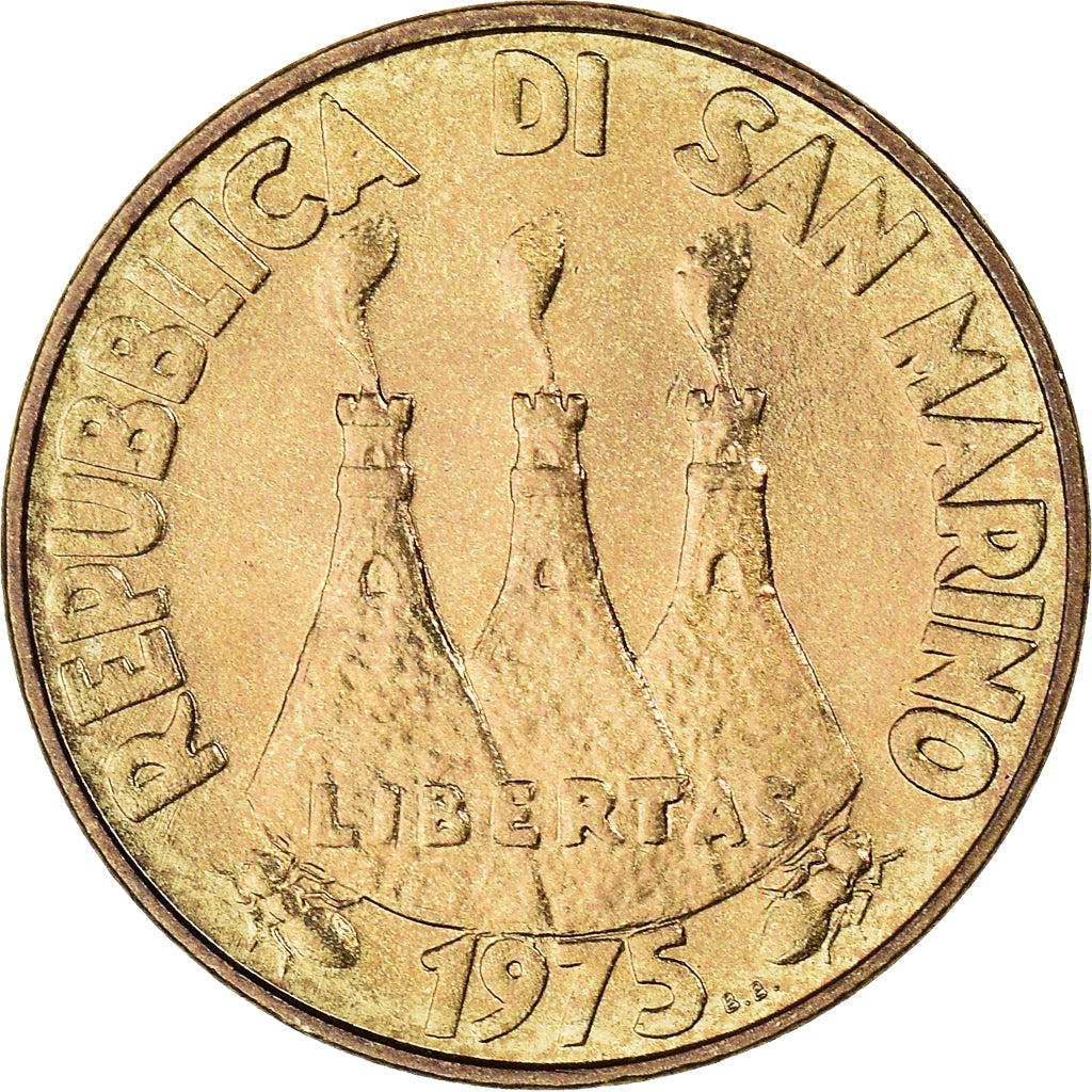 Moneda, San Marino, 20 Lire, 1975, Rome, FDC, Aluminio - bronce, KM:44