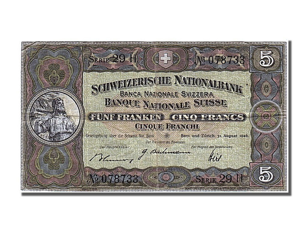 Banknote, Switzerland, 5 Franken, 1946, 1946-08-31, EF(40-45)
