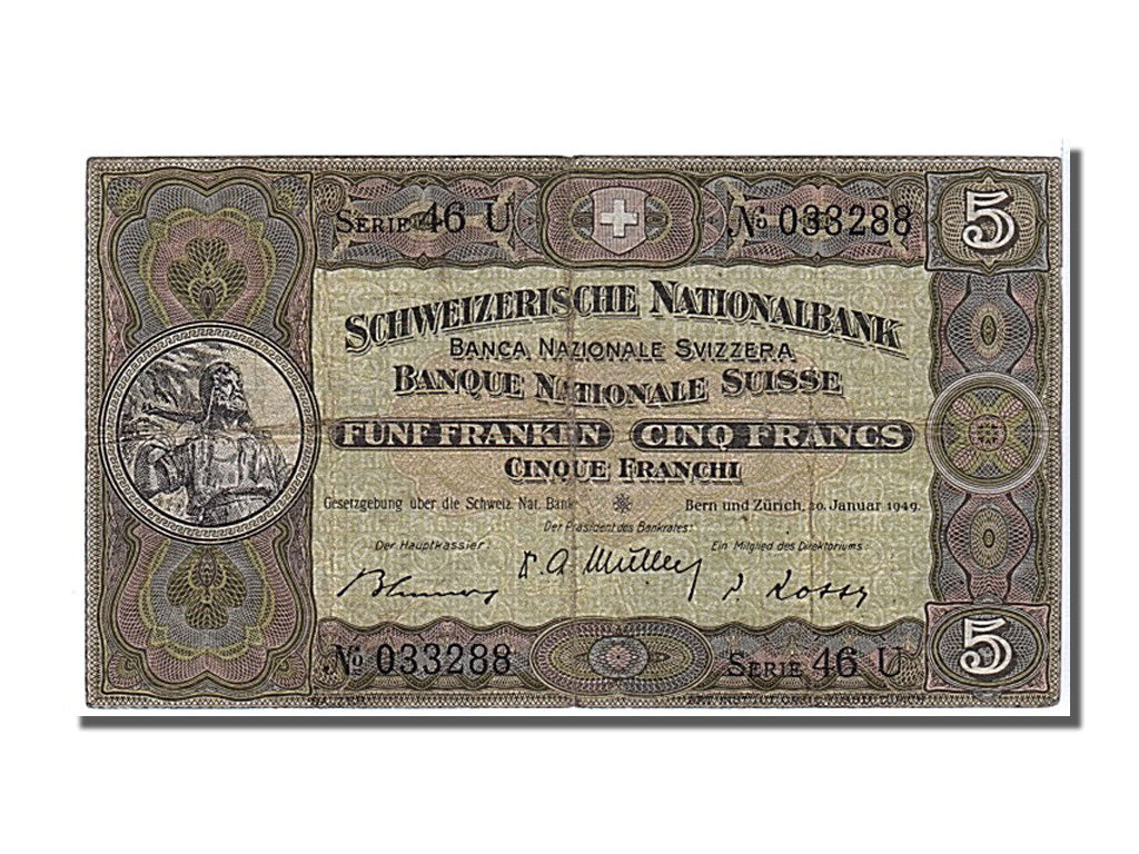 Banknote, Switzerland, 5 Franken, 1949, 1949-01-20, VF(30-35)