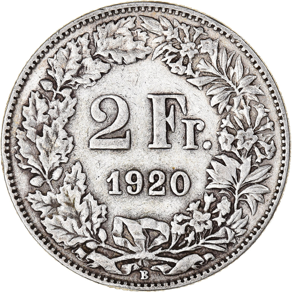 Moneta, Szwajcaria, 2 Francs, 1920, Bern, EF(40-45), Srebro, KM:21