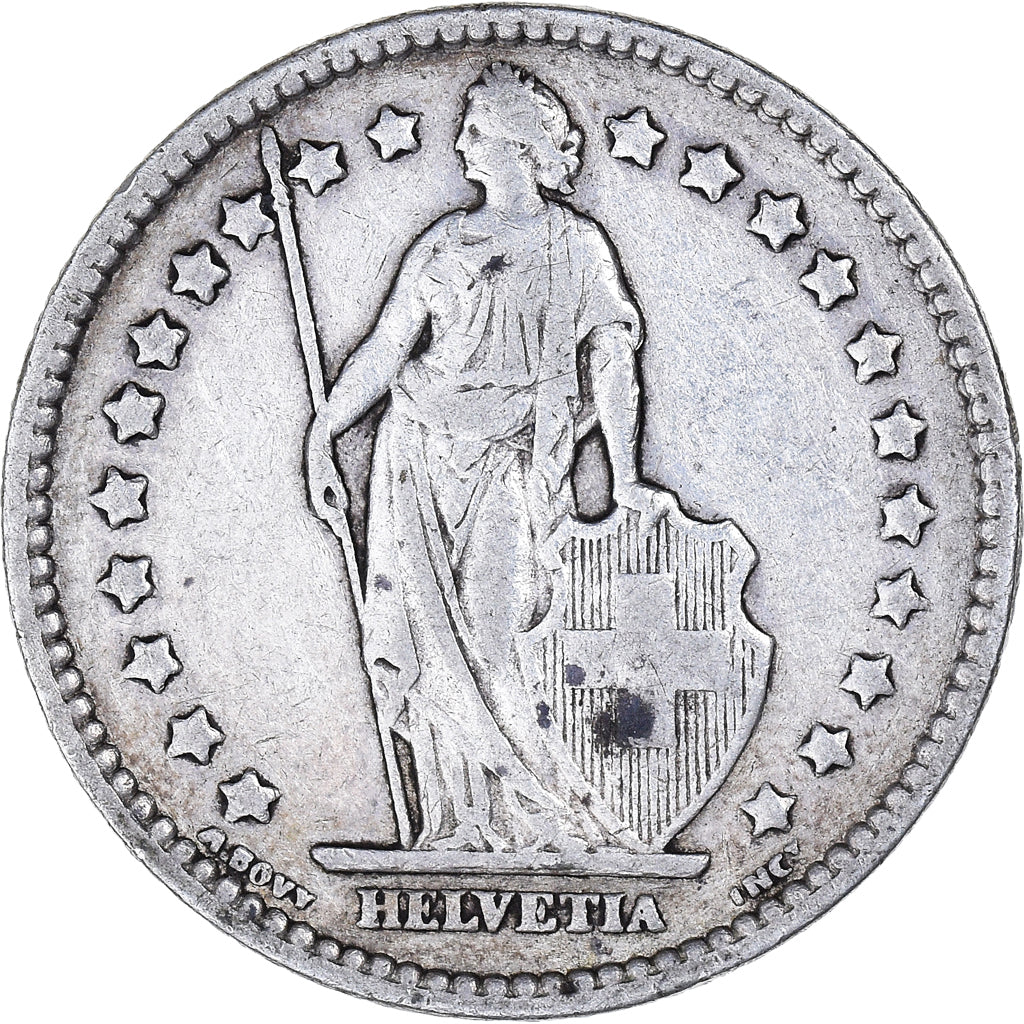 Moeda, Suíça, Franc, 1913, Bern, VF(30-35), Prata, KM:24