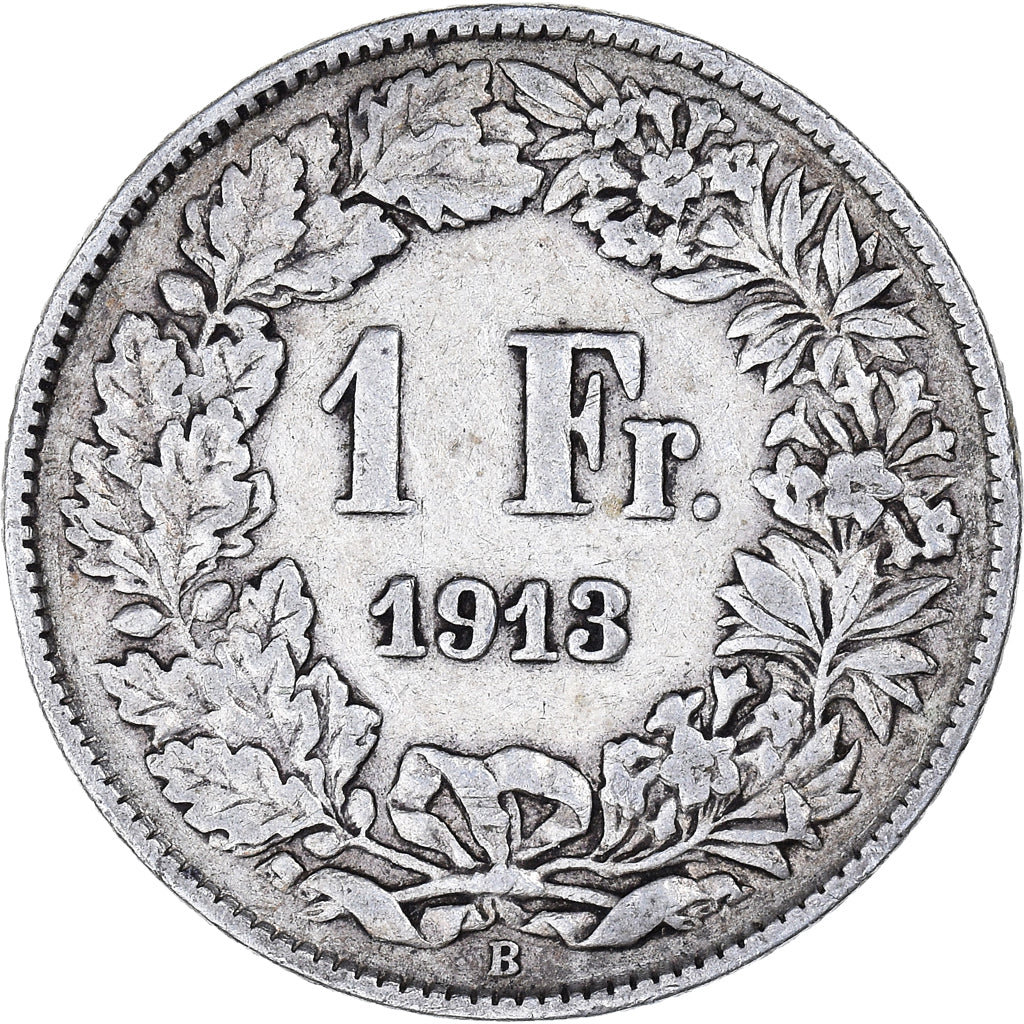 Moeda, Suíça, Franc, 1913, Bern, VF(30-35), Prata, KM:24