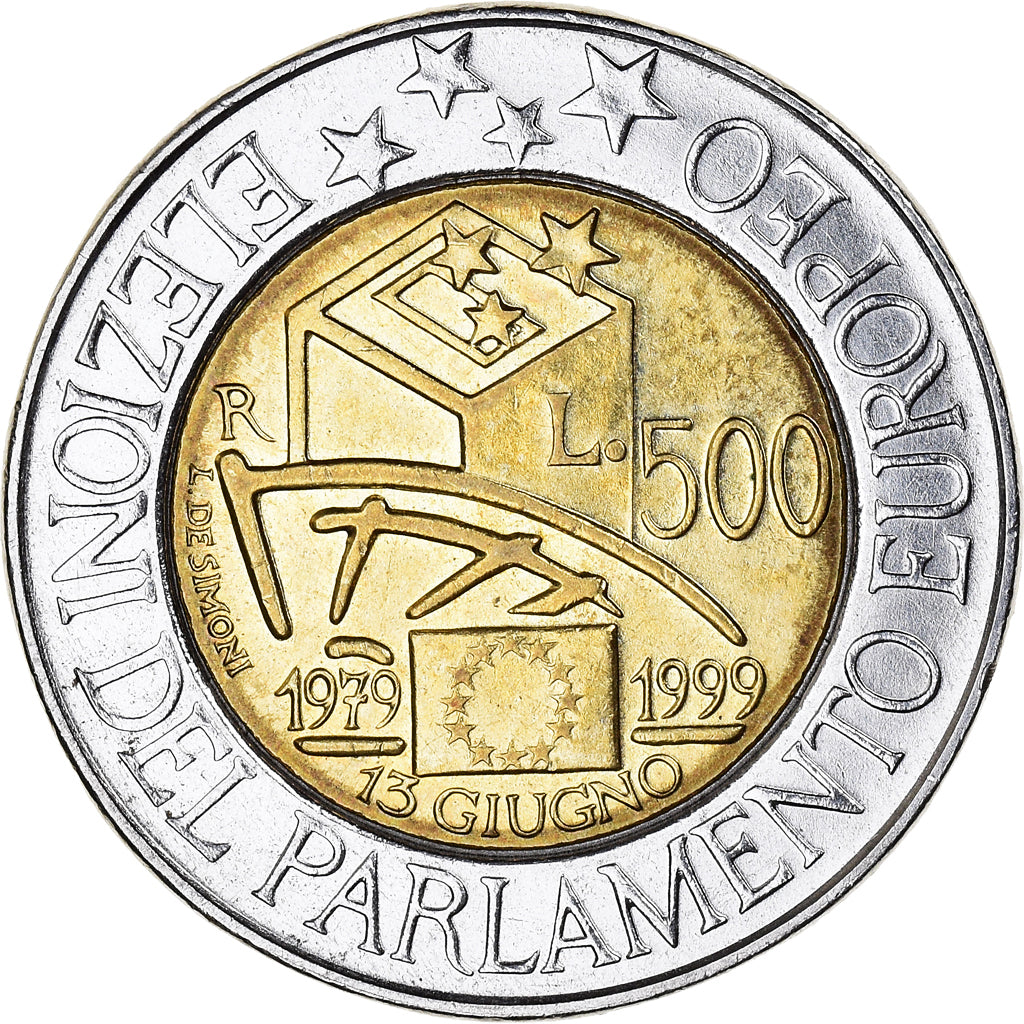 Münze, Italien, 500 Lire, 1999, Rome, S+, Bi-Metallic, KM:203