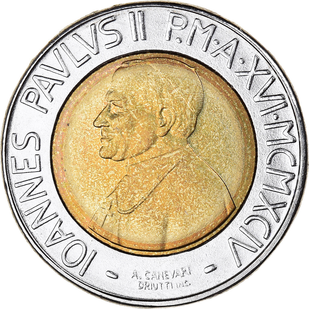 Moeda, CIDADE DO VATICANO, John Paul II, 500 Lire, 1994, MS(65-70), Bimetálico