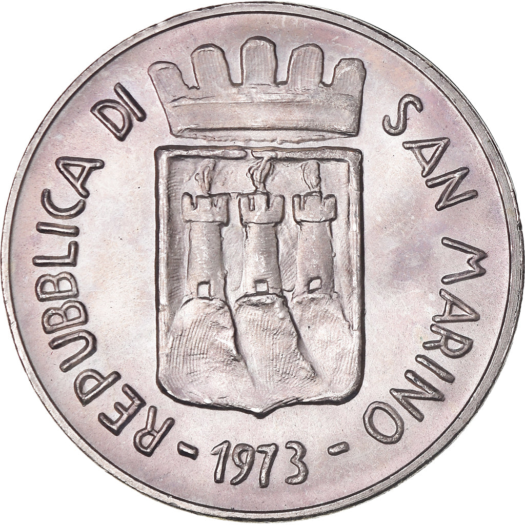 Moeda, San Marino, 500 Lire, 1973, Rome, MS(65-70), Prata, KM:29