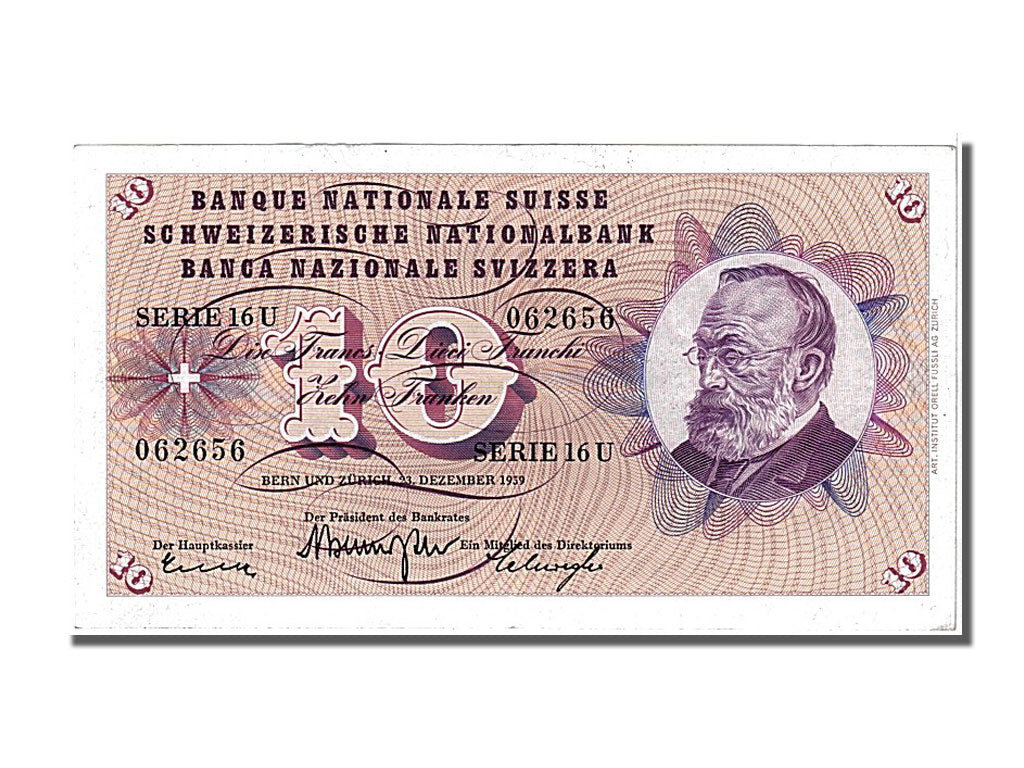 Banknote, Switzerland, 10 Franken, 1959, 1959-12-23, AU(55-58)