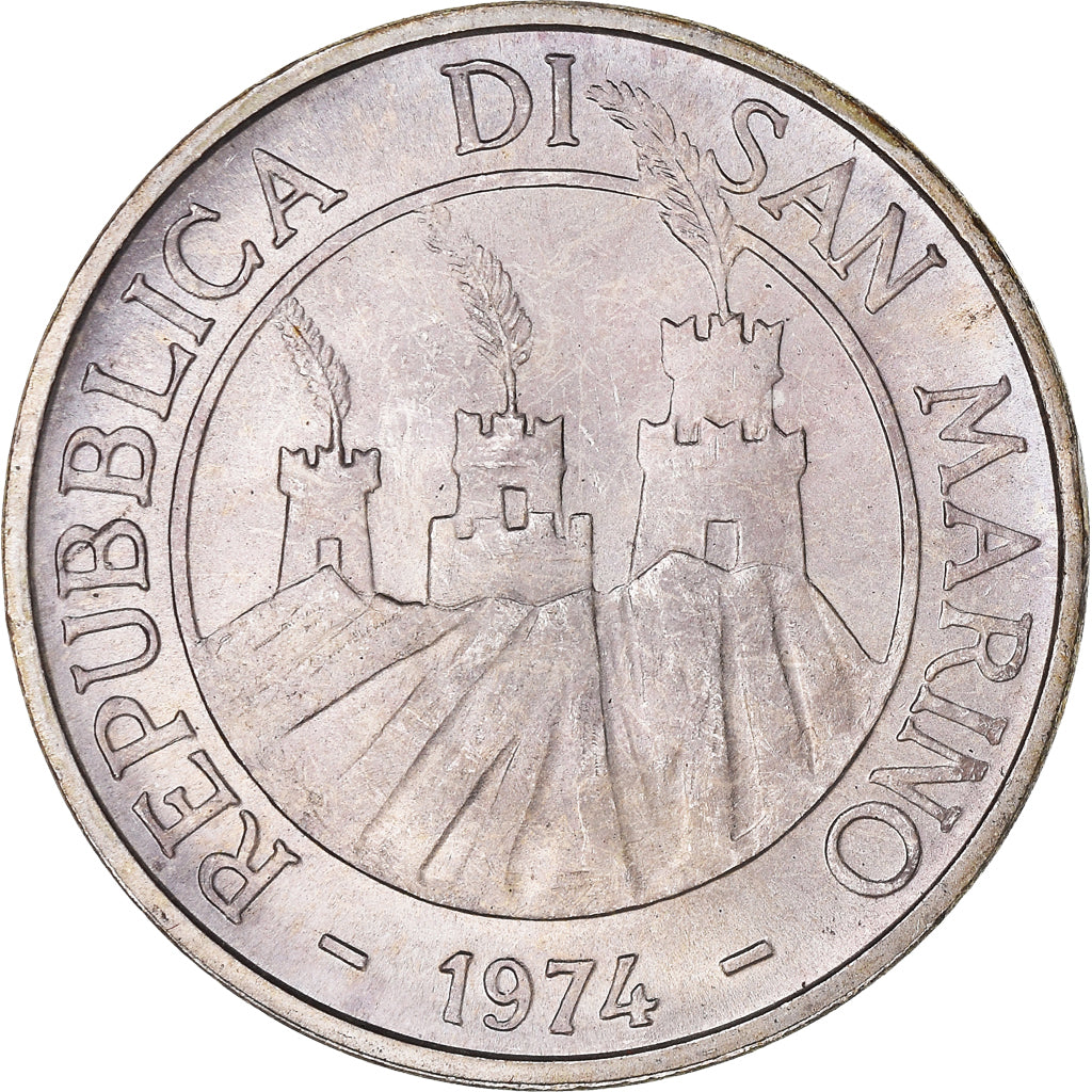 Moneta, San Marino, 500 Lire, 1974, Rome, MS(63), Srebro, KM:37