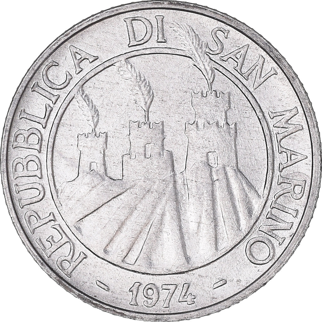 Moneda, San Marino, 2 Lire, 1974, Rome, SC, Aluminio, KM:31