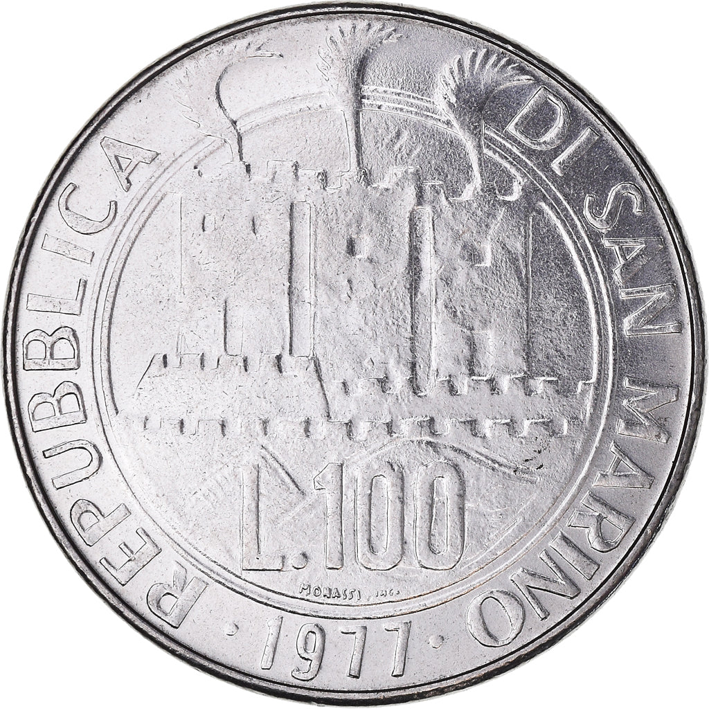 Moneda, San Marino, 100 Lire, 1977, Rome, FDC, Acero, KM:70