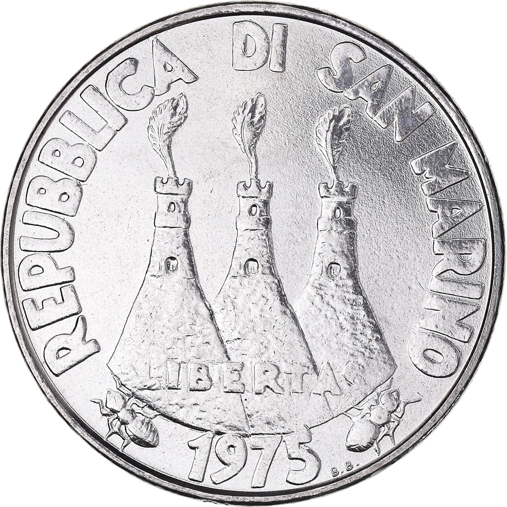 Moeda, San Marino, 100 Lire, 1975, Rome, MS(65-70), Aço, KM:46