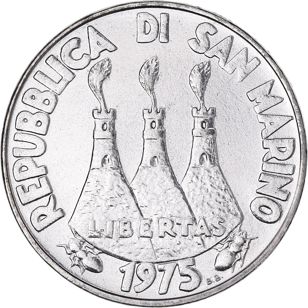 Moneda, San Marino, 50 Lire, 1975, Rome, SC, Acero, KM:45