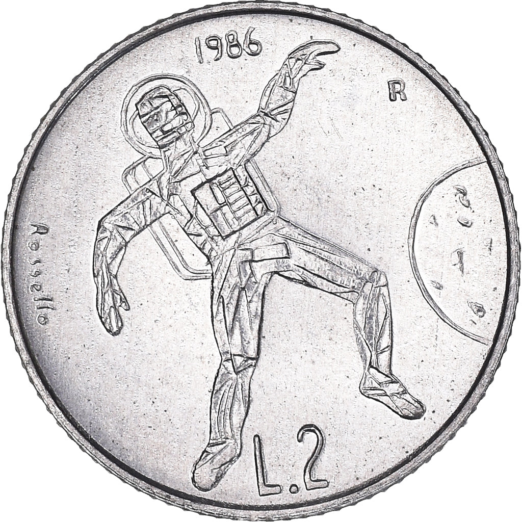 Münze, San Marino, 2 Lire, 1986, Rome, UNZ, Aluminium, KM:188