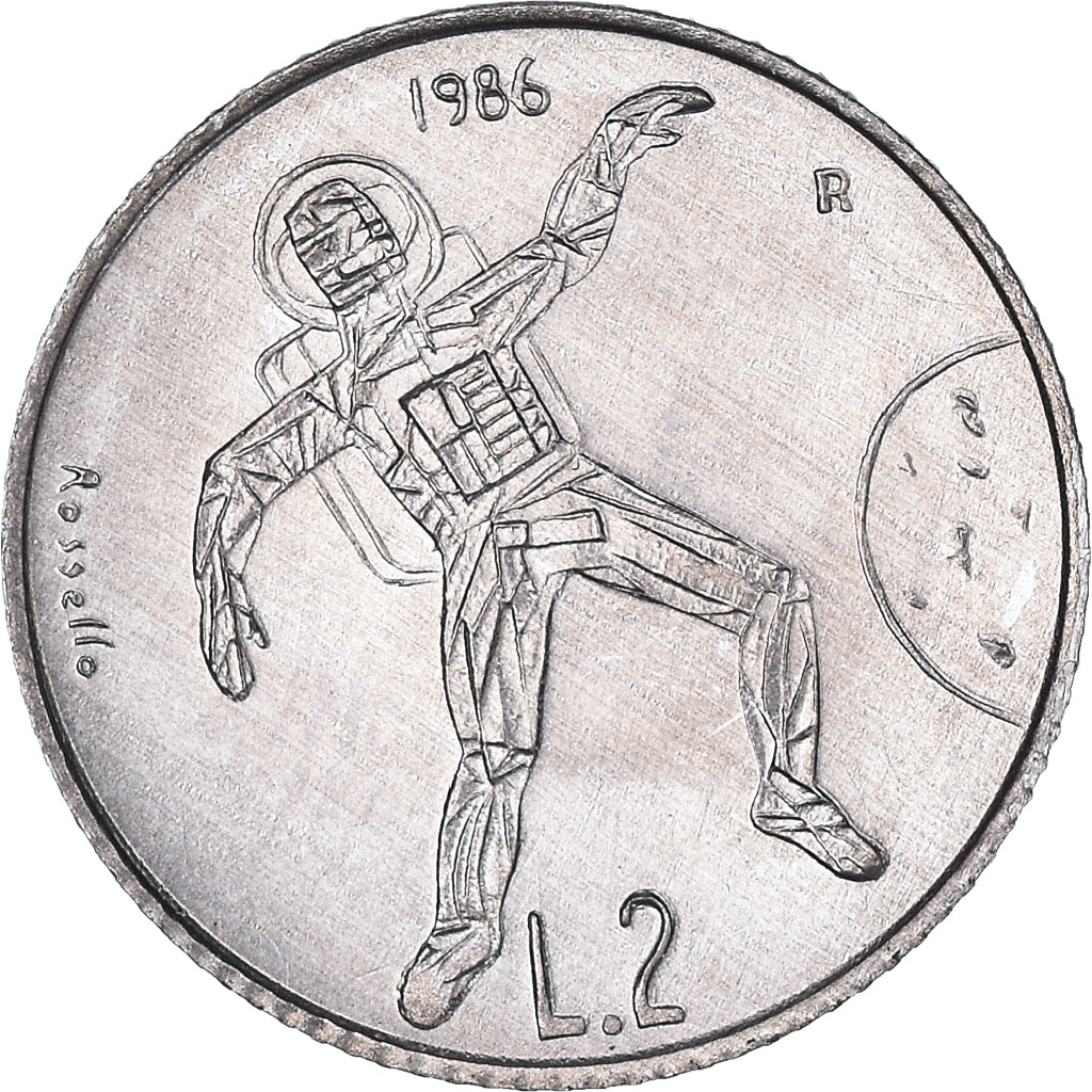 Coin, San Marino, 2 Lire, 1986, Rome, MS(65-70), Aluminum, KM:188