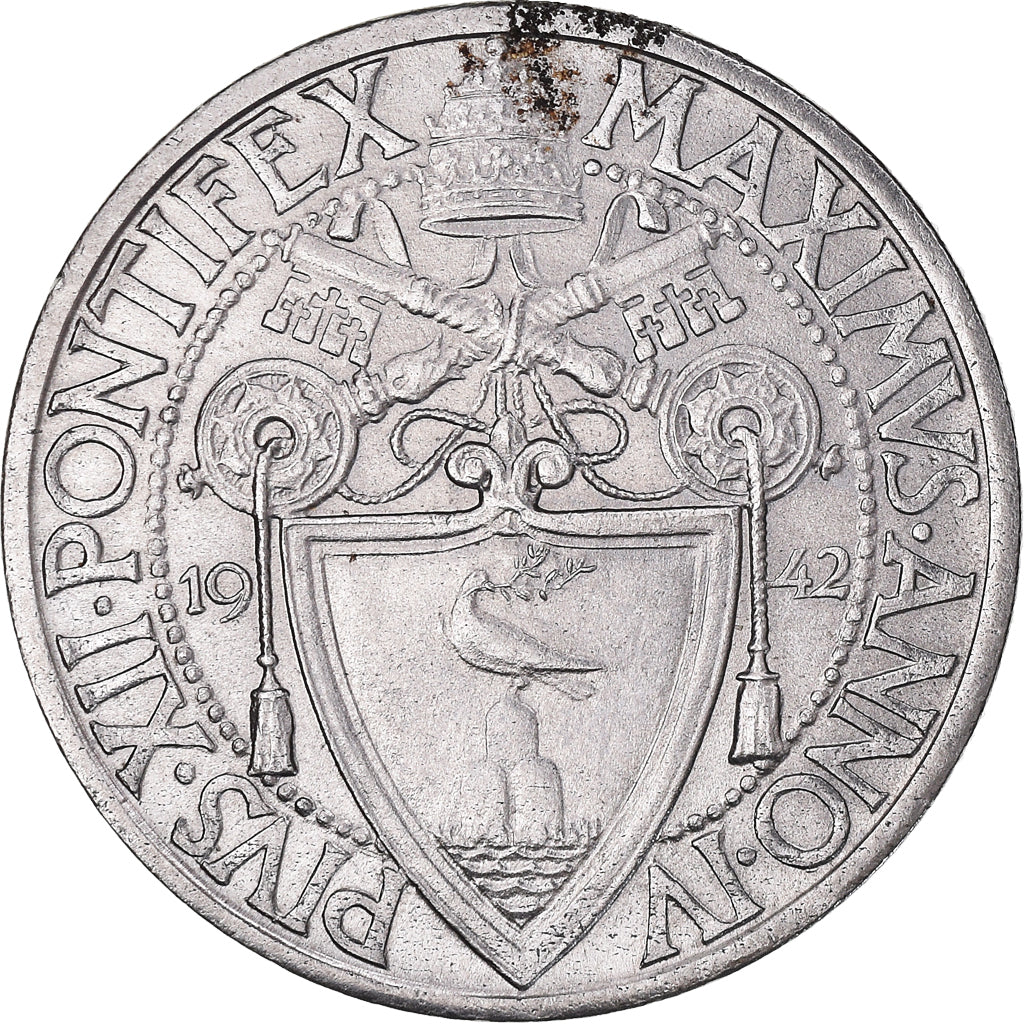 Moneta, CITTÀ DEL VATICANO, Pius XII, Lira, 1942, Roma, BB, Acciaio
