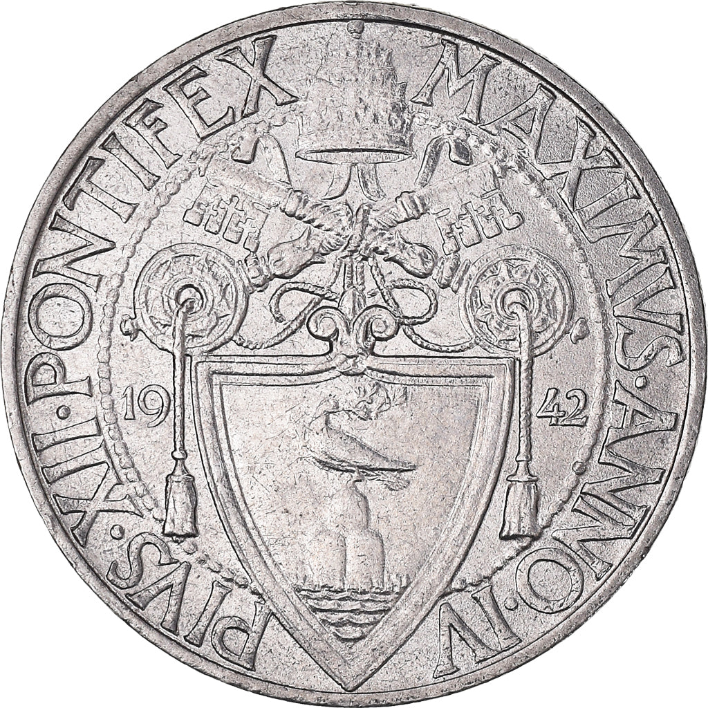 Moneta, PAŃSTWO WATYKAŃSKIE, Pius XII, 50 Centesimi, 1942, Roma, MS(63), Stal