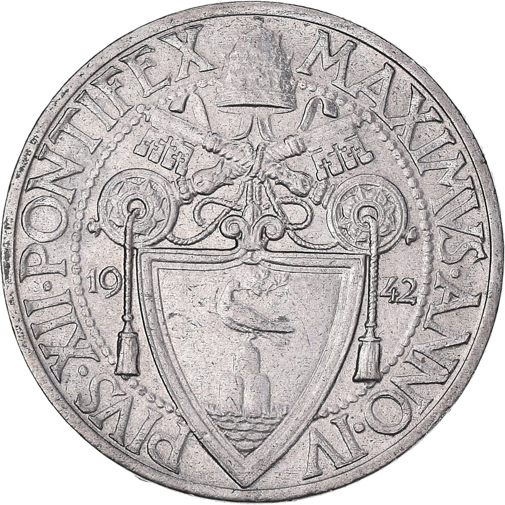 Coin, VATICAN CITY, Pius XII, 20 Centesimi, 1942, Roma, MS(63), Stainless Steel