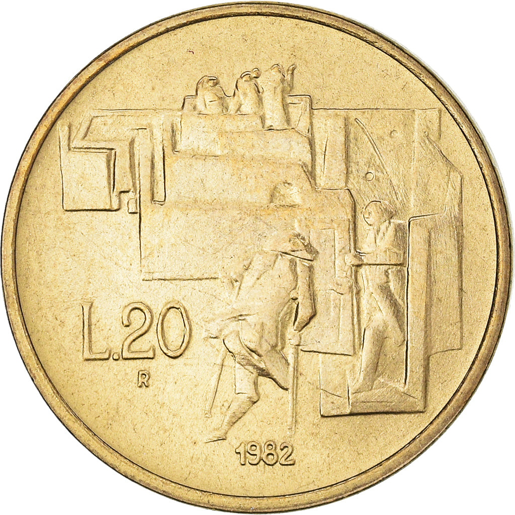 Moneda, San Marino, 20 Lire, 1982, Rome, SC, Aluminio - bronce, KM:135
