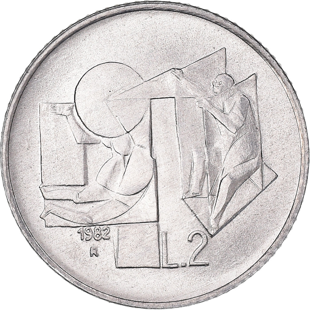 Munten, San Marino, 2 Lire, 1982, Rome, FDC, Aluminium, KM:132