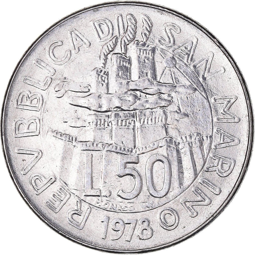 Moneda, San Marino, 50 Lire, 1978, Rome, SC, Acero, KM:81