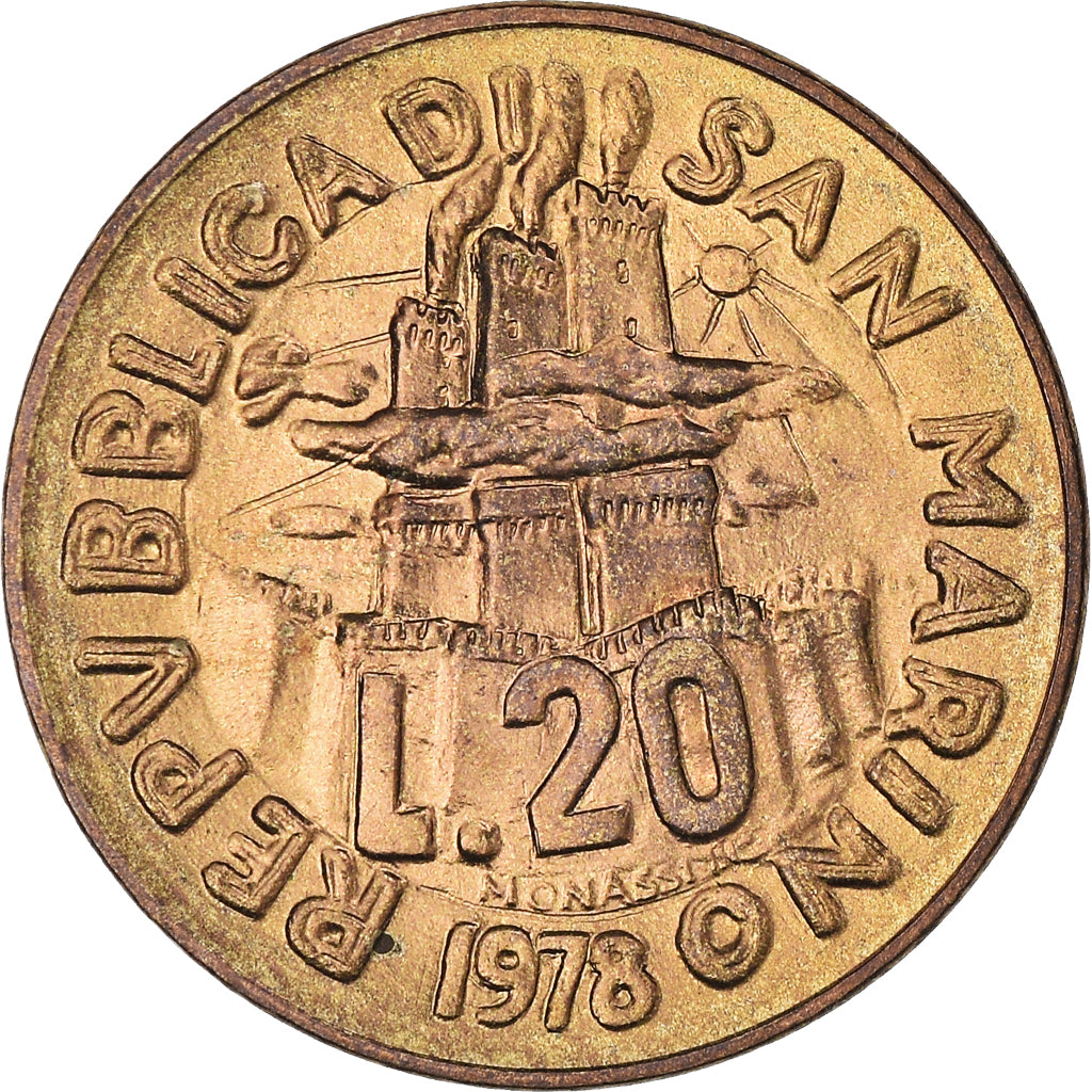 Monnaie, Saint Marin , 20 Lire, 1978, Rome, FDC, Bronze-Aluminium, KM:80