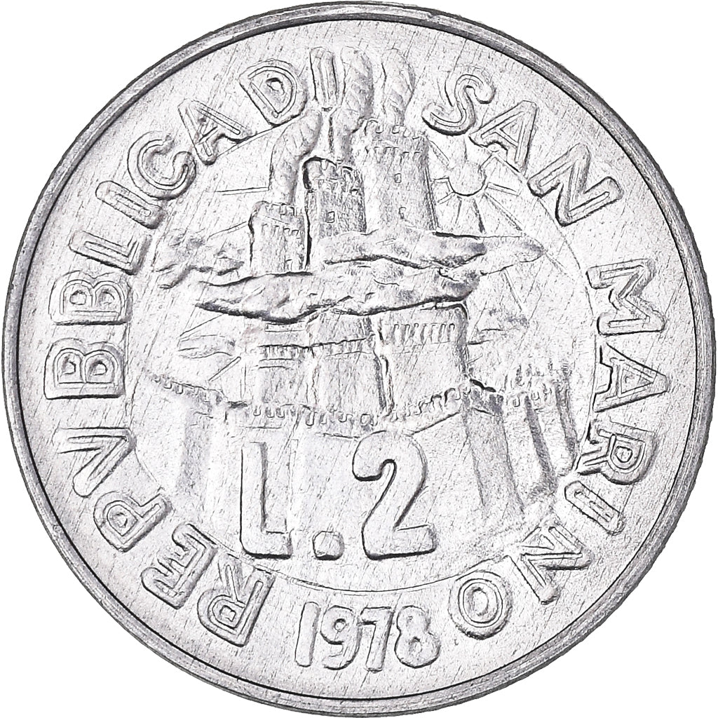 Monnaie, Saint Marin , 2 Lire, 1978, Rome, FDC, Aluminium, KM:77