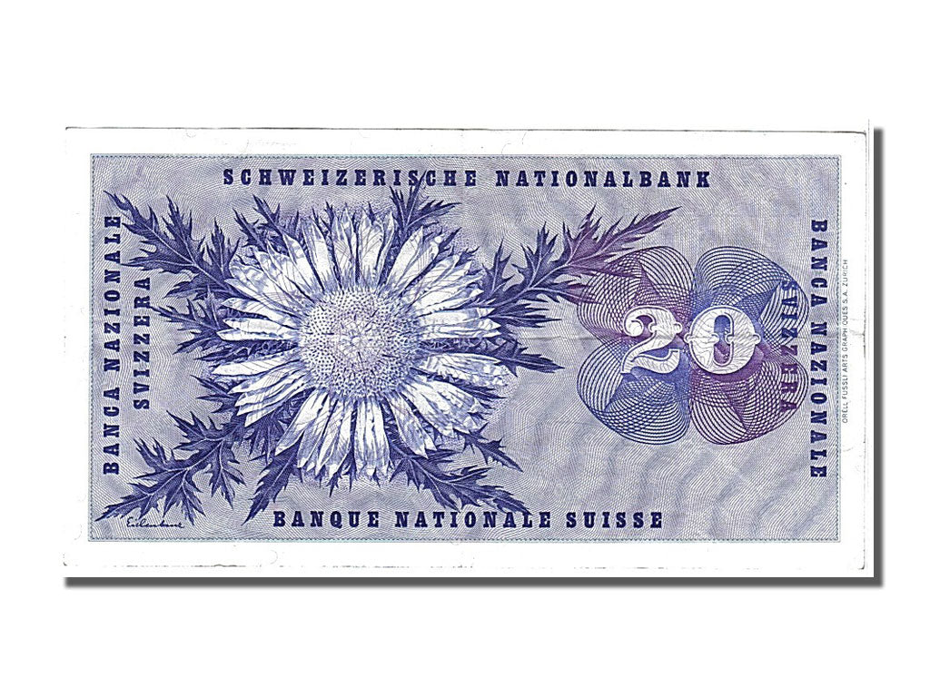 Banknote, Switzerland, 20 Franken, 1974, 1974-02-07, AU(50-53)