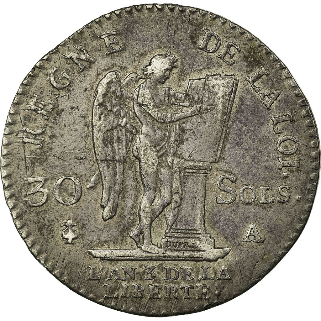 Moneta, Francja, 30 sols françois, 30 Sols, 1791, Paris, EF(40-45), Srebro