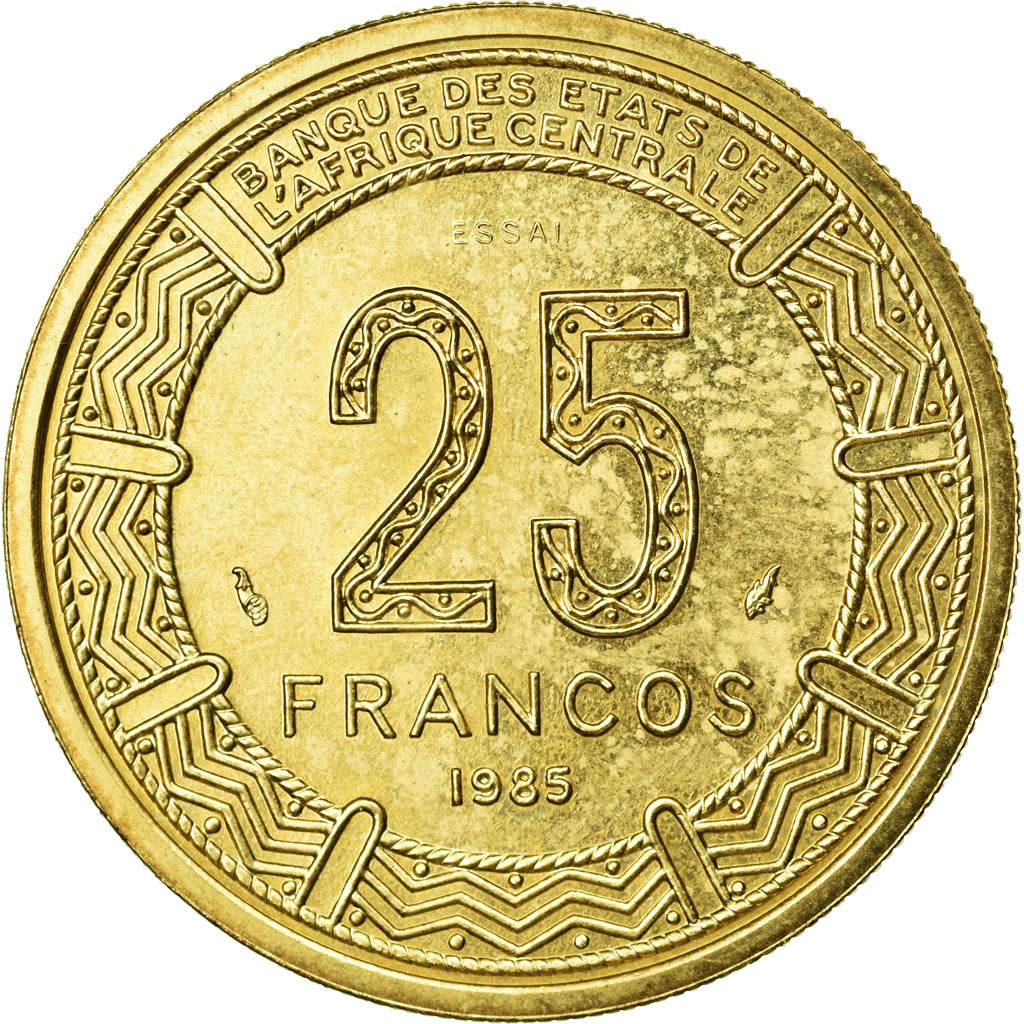 Coin, Equatorial Guinea, 25 Francos, 1985, MS(65-70), Aluminum-Bronze, KM:E29