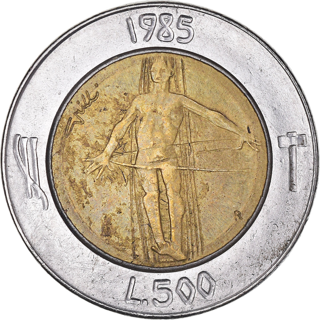Moeda, San Marino, 500 Lire, 1985, VF(30-35), Bimetálico, KM:181
