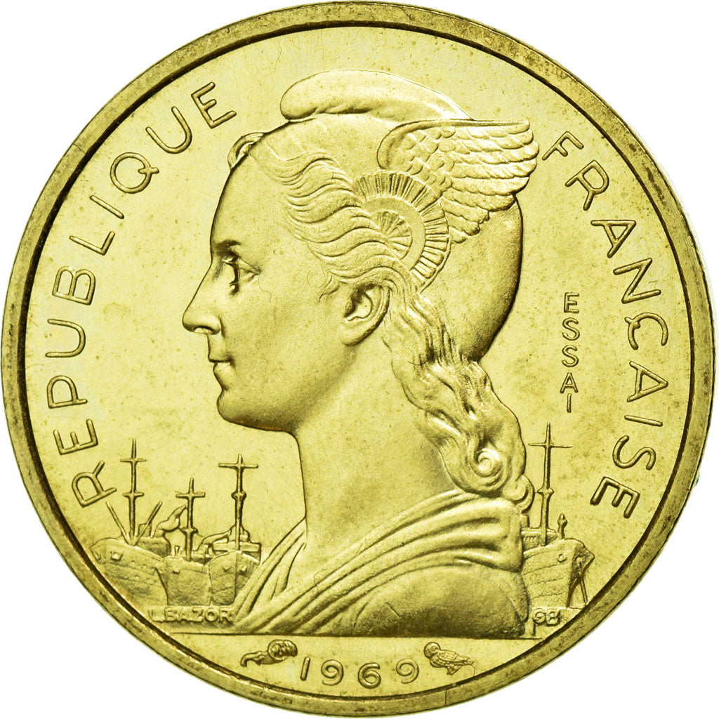 Münze, FRENCH AFARS & ISSAS, 10 Francs, 1969, Paris, STGL, Aluminium-Bronze