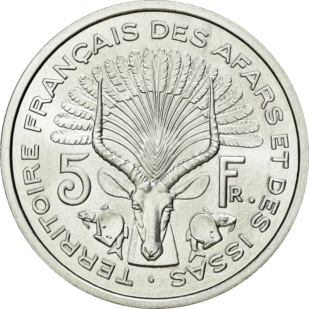 Coin, FRENCH AFARS & ISSAS, 5 Francs, 1968, Paris, MS(65-70), Aluminium