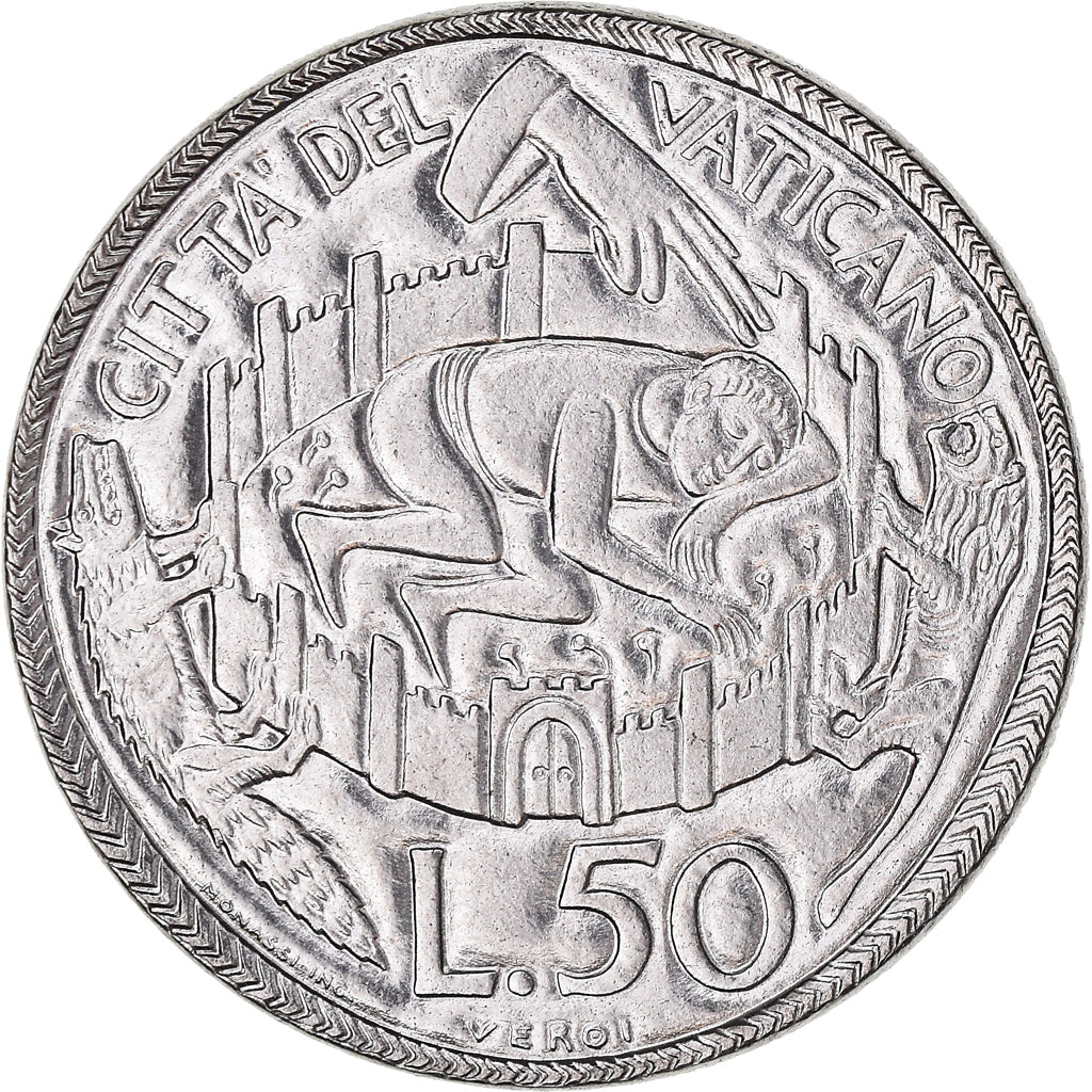 Coin, VATICAN CITY, Paul VI, 50 Lire, 1975, MS(65-70), Stainless Steel, KM:129