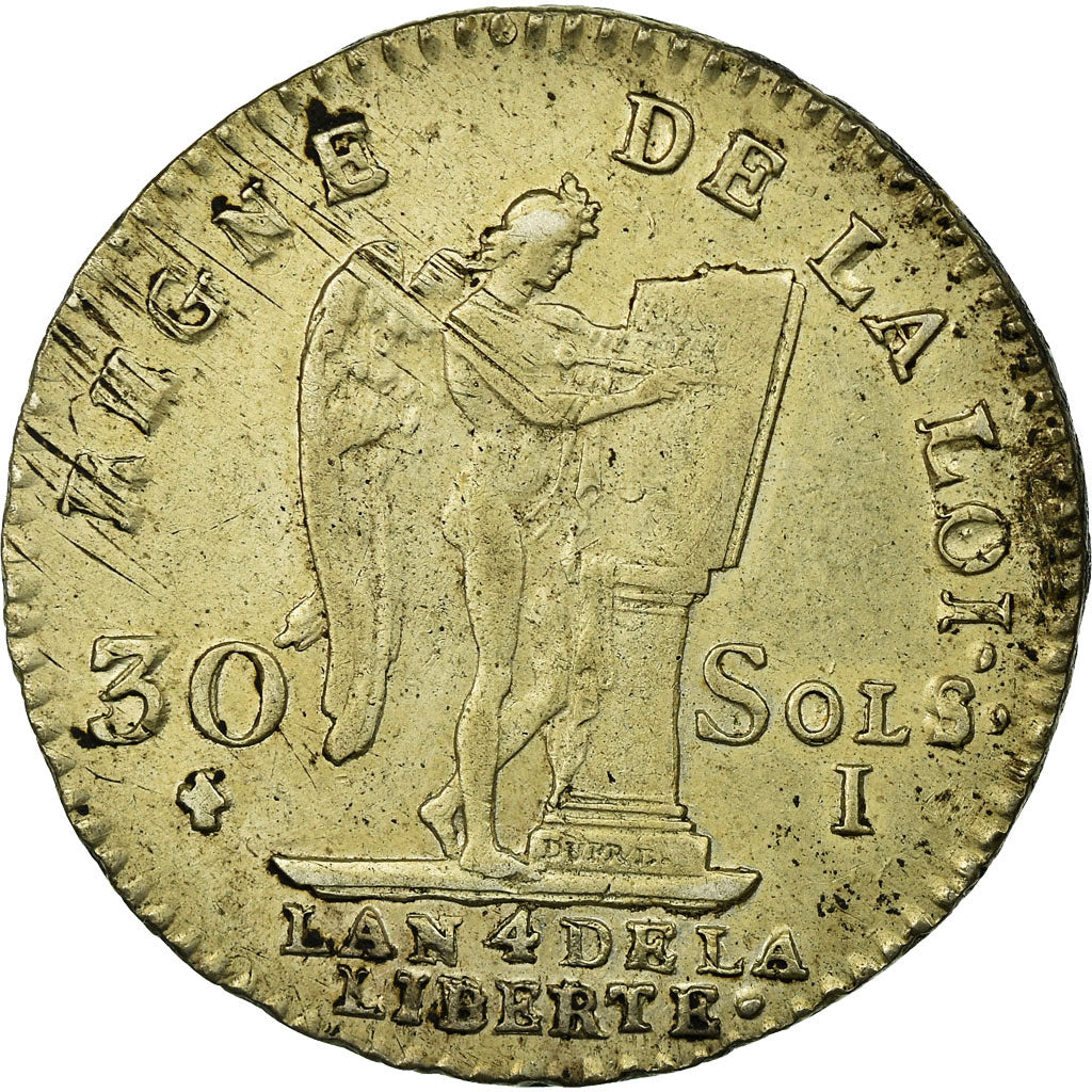 Coin, France, 30 sols françois, 30 Sols, 1792, Limoges, EF(40-45), Silver