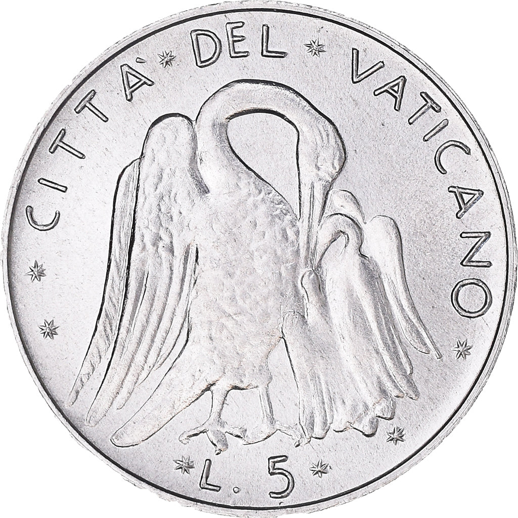 Munten, Vaticaanstad, Paul VI, 5 Lire, 1975, Roma, FDC, Aluminium, KM:118
