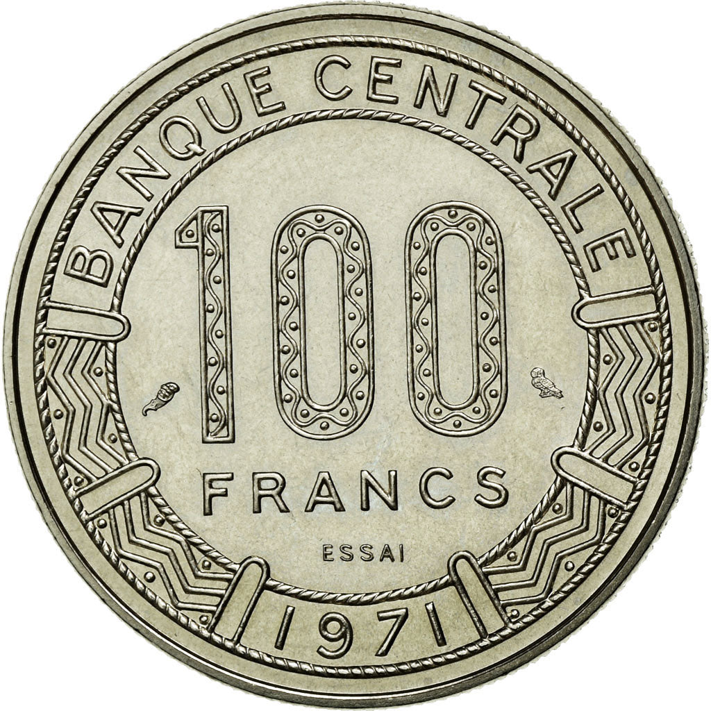 Moneda, República Centroafricana, 100 Francs, 1971, FDC, Níquel, KM:E2