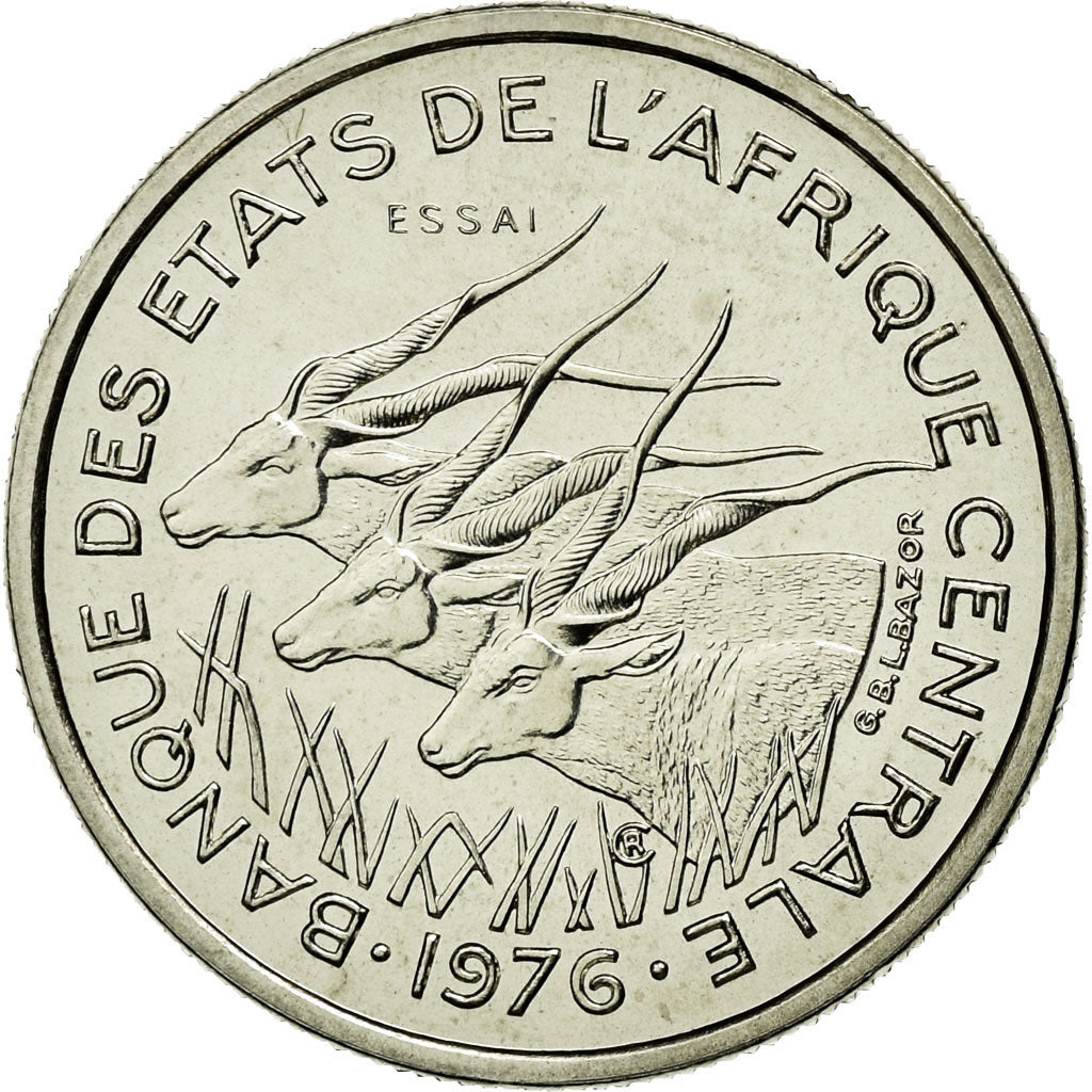 Coin, Central African States, 50 Francs, 1976, Paris, MS(65-70), Nickel, KM:E8