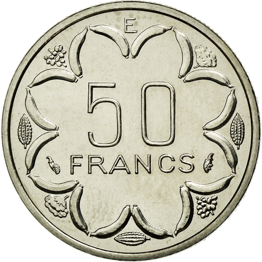 Coin, Central African States, 50 Francs, 1976, Paris, MS(65-70), Nickel, KM:E8