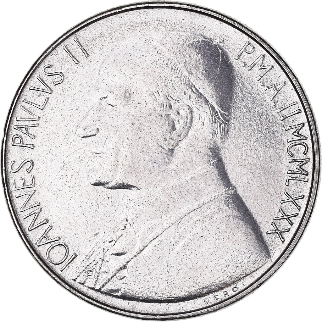 Coin, VATICAN CITY, John Paul II, 50 Lire, 1980, Roma, MS(65-70), Stainless
