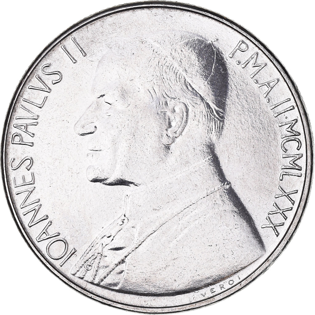 Coin, VATICAN CITY, John Paul II, 50 Lire, 1980, Roma, EF(40-45), Stainless