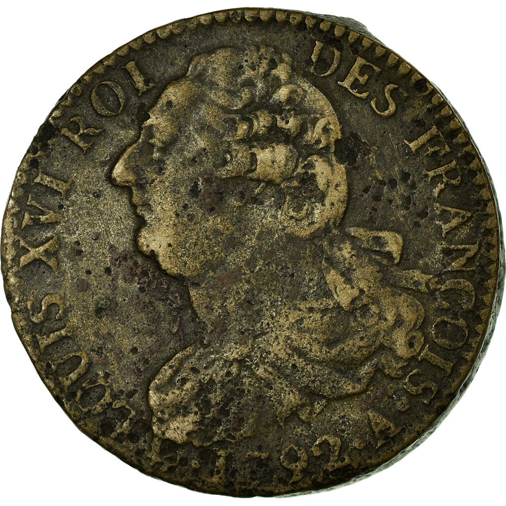 Moneta, Francja, 2 sols françois, 2 Sols, 1792, Paris, EF(40-45), Bronze