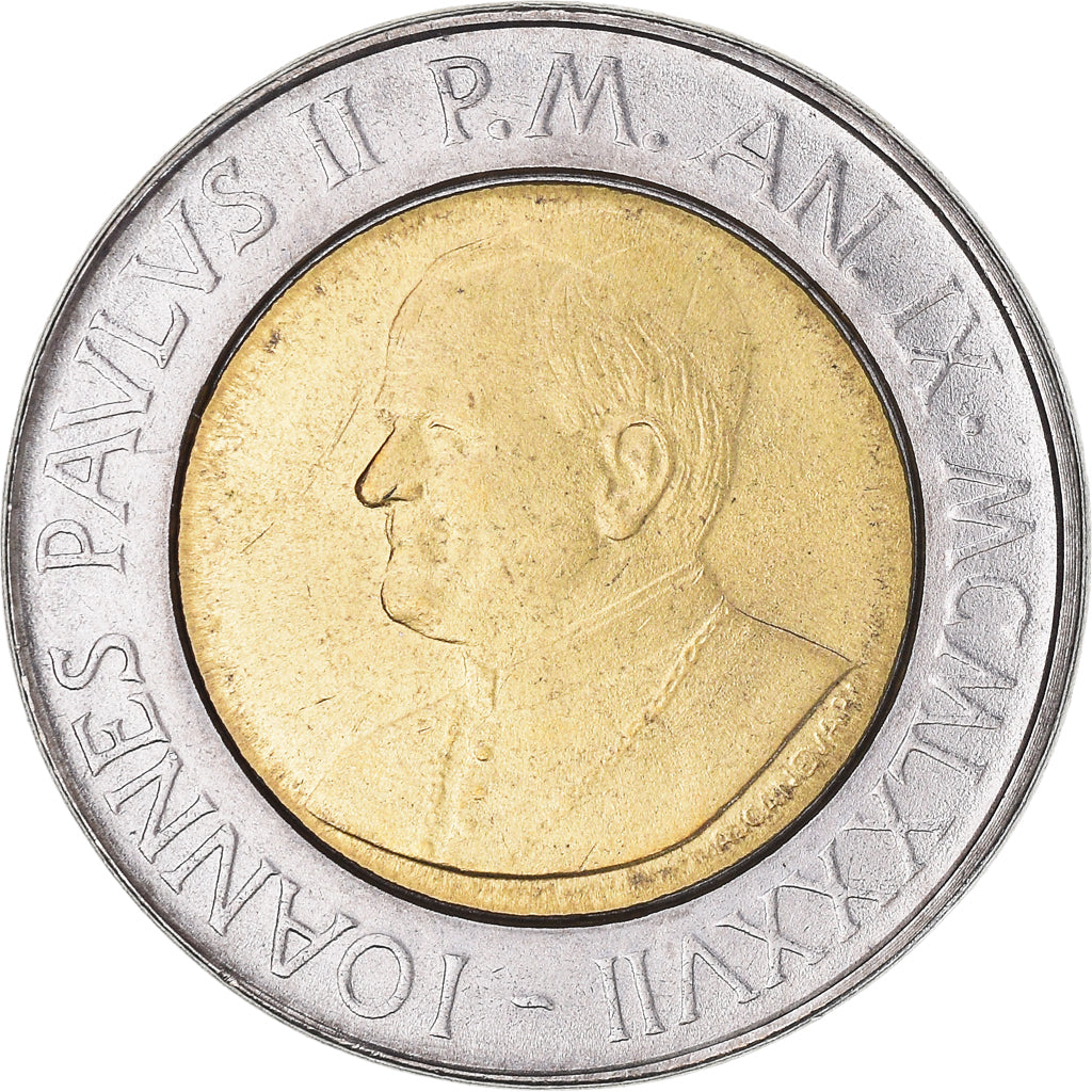 Moeda, CIDADE DO VATICANO, John Paul II, 500 Lire, 1987, MS(65-70), Bimetálico
