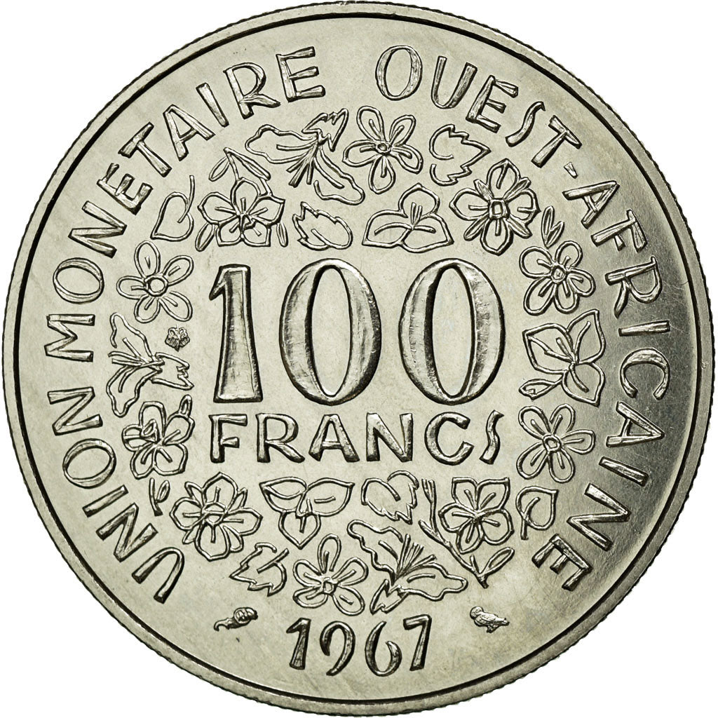 Moneda, Estados del África Occidental, 100 Francs, 1967, FDC, Níquel, KM:4