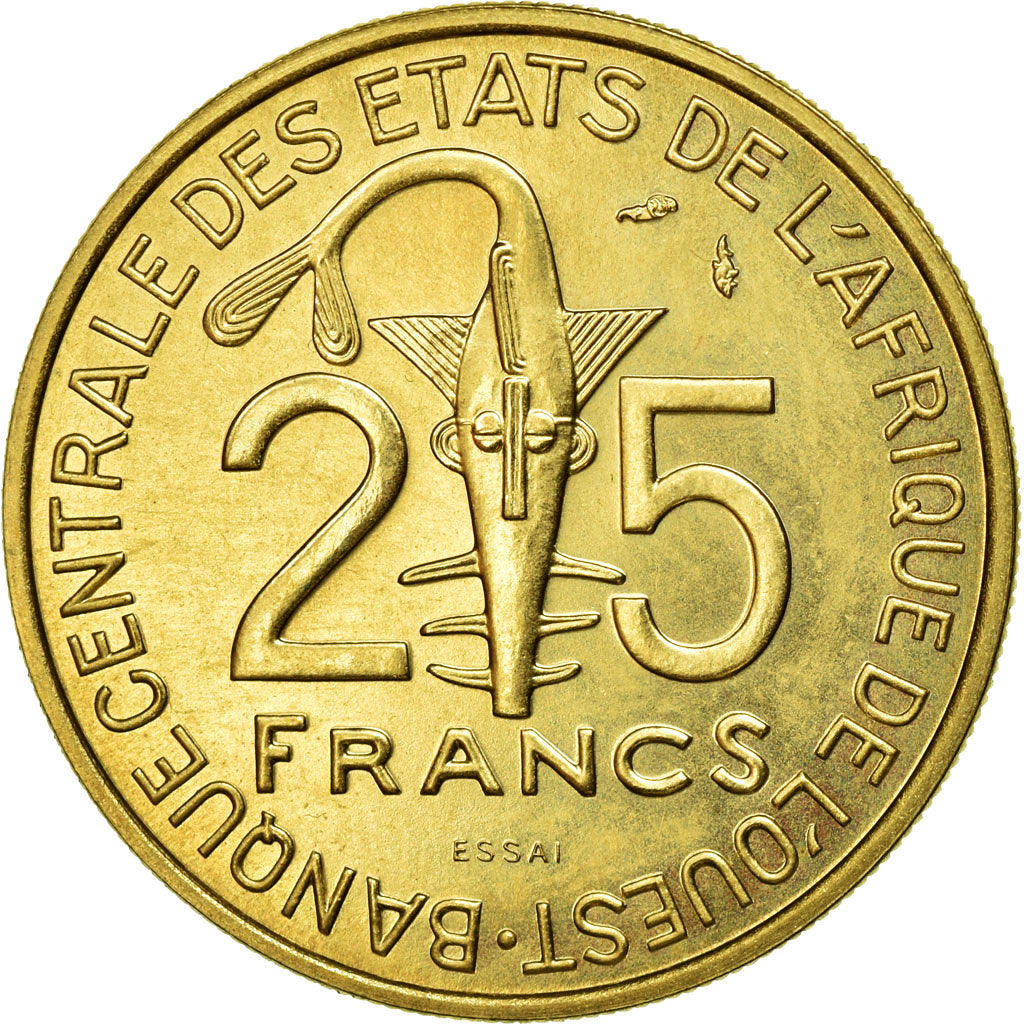 Coin, West African States, 25 Francs, 1980, MS(65-70), Aluminum-Bronze, KM:9