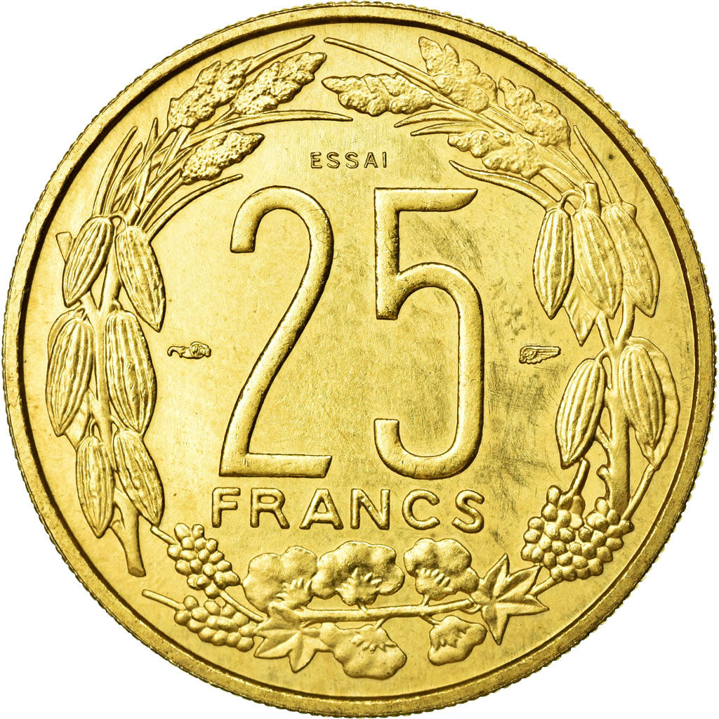 Moneda, Camerún, 25 Francs, 1958, Paris, FDC, Aluminio - bronce, KM:E9