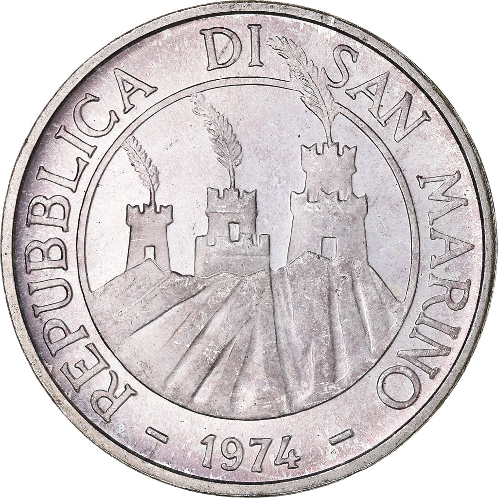 Moneta, San Marino, 500 Lire, 1974, Rome, FDC, MS(65-70), Srebro, KM:37
