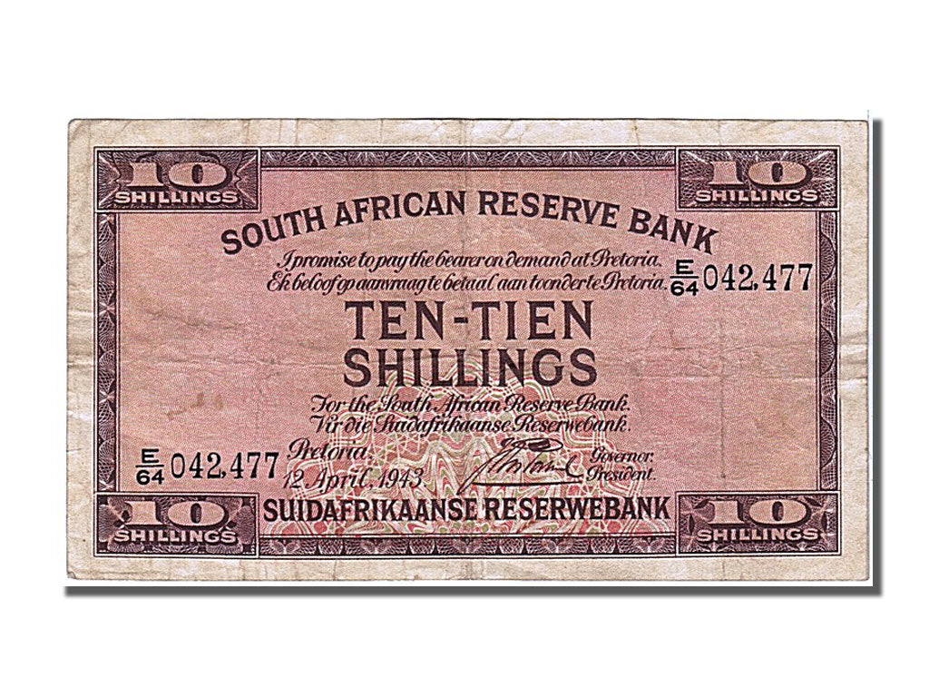 Banknote, South Africa, 10 Shillings, 1943, 1943-04-12, EF(40-45)