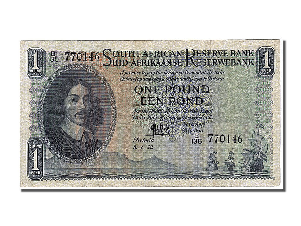 Banknote, South Africa, 1 Pound, 1952, 1952-01-03, AU(55-58)