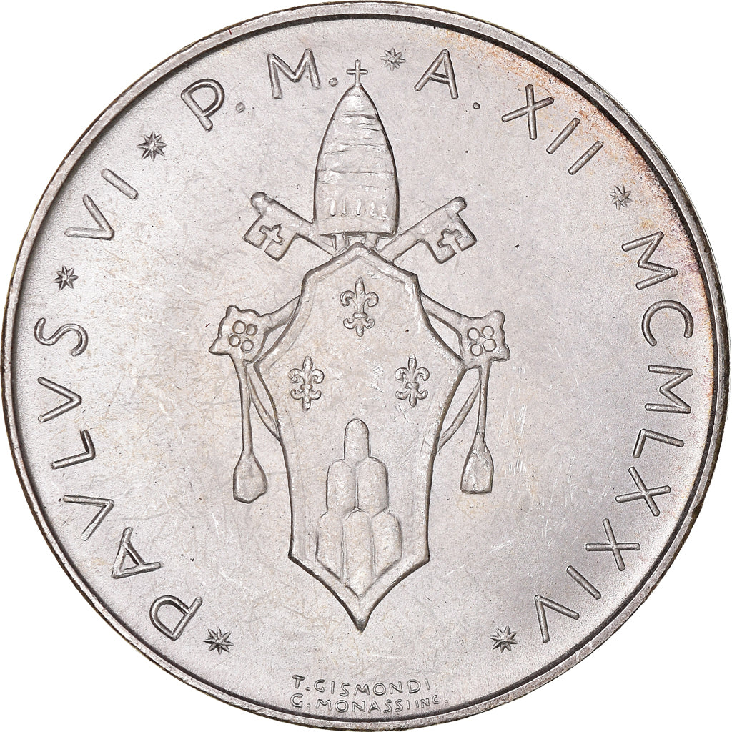 Moeda, CIDADE DO VATICANO, Paul VI, 500 Lire, 1974, Roma, MS(65-70), Prata