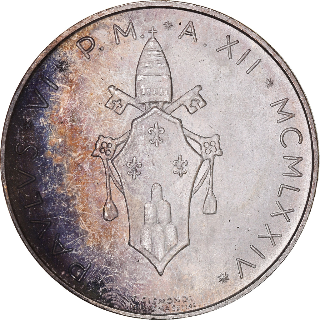 Moneda, CIUDAD DEL VATICANO, Paul VI, 500 Lire, 1974, Roma, FDC, Plata, KM:123