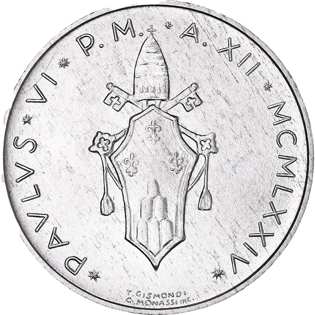 Moneda, CIUDAD DEL VATICANO, Paul VI, 5 Lire, 1974, Roma, FDC, Aluminio, KM:118